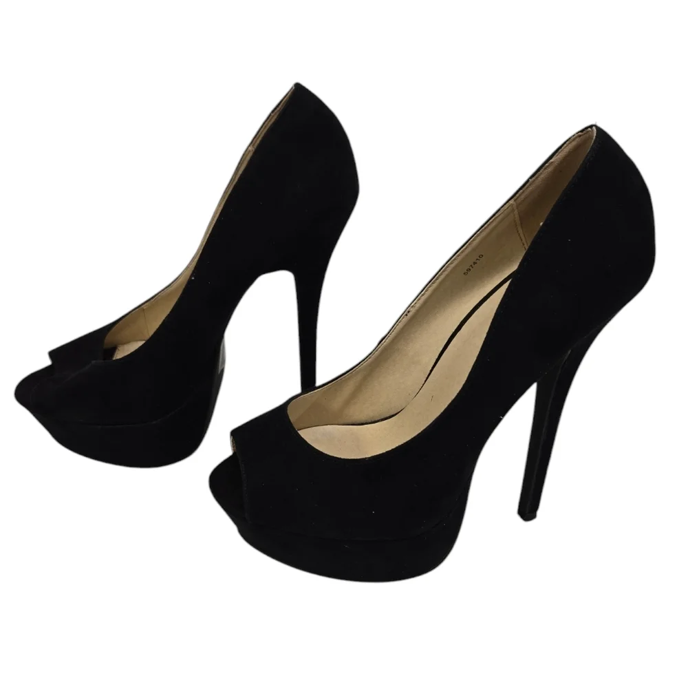 Charlotte Russe Faux Leather Peek-a-Boo Toe Platform Stiletto High Heel Pumps